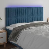 Hoofdbord LED 200x5x118/128 cm fluweel donkerblauw - thumbnail