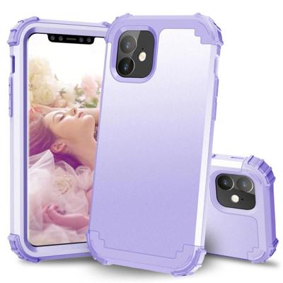 Voor iPhone 11 PC + siliconen driedelige anti-drop mobiele telefoon bescherming Bback cover (licht paars)