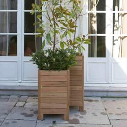 Hoge houten plantenbak naturel 76x42x98 cm