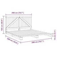 Bedframe met hoofdbord massief grenenhout grijs 200x200 cm - thumbnail