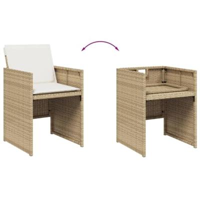 13-delige Tuinset met kussens poly rattan beige - thumbnail