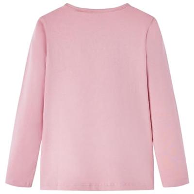 Kindershirt met lange mouwen zwanenprint 116 lichtroze - thumbnail