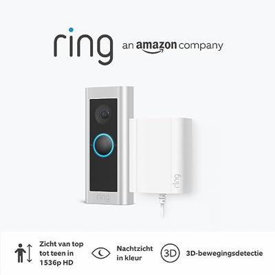 Ring Video Doorbell Pro 2 Plug-in Nikkel, Gesatineerd staal Ring Video Doorbell Pro 2 Plug-in Nikkel, Gesatineerd staal