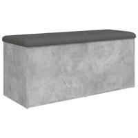 Opbergbankje 102x42x45 cm bewerkt hout betongrijs - thumbnail