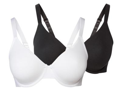 esmara 2 dames beugel-bh's (Zwart/wit, 85D) esmara 2 dames beugel-bh's (Zwart/wit, 85D)