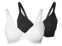 esmara 2 dames beugel-bh's (Zwart/wit, 85D) - thumbnail