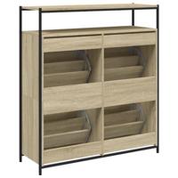 Schoenenkast met 4 klaplades 100x34x112 cm sonoma eikenkleurig - thumbnail