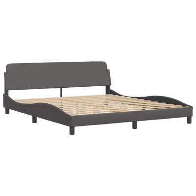 Bed met matras kunstleer grijs 180x200 cm - thumbnail