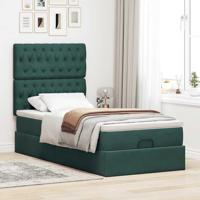 Ottoman bed met matrassen en LED's 80x200cm fluweel donkergroen - thumbnail