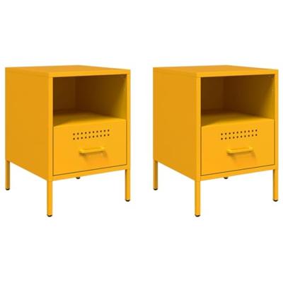 Nachtkastjes 2 st 36x39x50,5 cm staal mosterdgeel