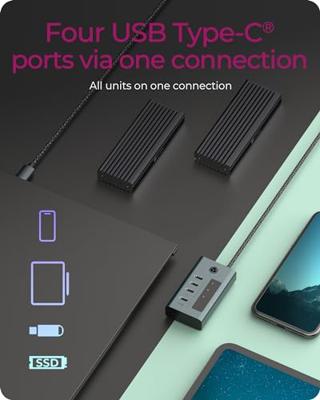ICY BOX ib-hub1454-c31 usb-hub (grijs/blauwgrijs, 4x usb-c 3.2 (10 gbit/s))