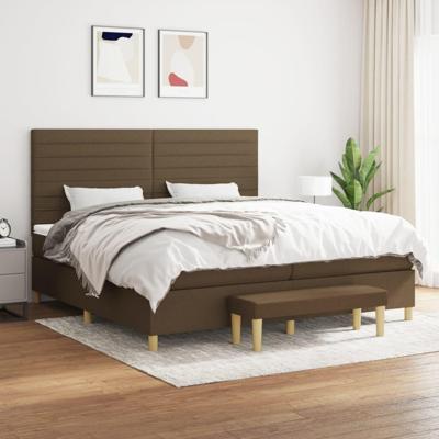 Boxspring met matras stof donkerbruin 200x200 cm