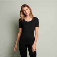 Dames thermo shirt korte mouw - Kant - Warm thermo ondergoed dames - Diepe hals - thumbnail