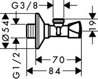 Hansgrohe Hoekstopkraan E met G 3/8 aansluiting, chroom - thumbnail