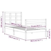 Bedframe met hoofdbord massief hout wit - thumbnail
