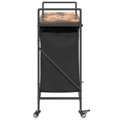 Wasmand 3 vakken met planken gerookt eikenkleurig