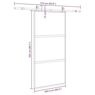 Schuifdeur met beslagset 102,5x205 cm gehard glas zwart