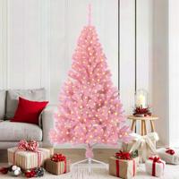 VidaXL Kunstmatig voorverlicht kerstboom met 300 led roze 180 cm pvc - thumbnail