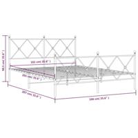 Bedframe met hoofd- en voeteneinde metaal wit 160x200 cm - thumbnail