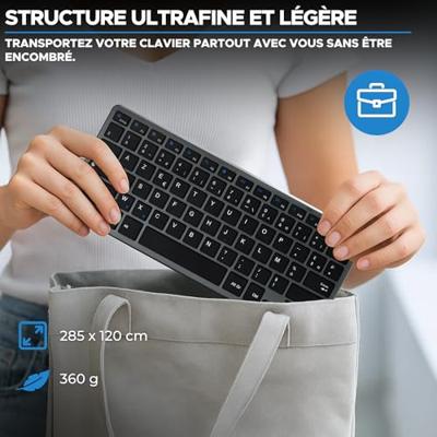 TKL-toetsenbord - BLUESTORK - Bluetooth + 2,4 Ghz pc - grijs en zwart