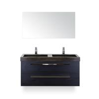 Seville Badmeubelset 120 cm - 2 laden Black Oak - Wastafel Lucca Dubbel - met Spiegel - thumbnail