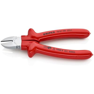 Knipex Zijsnijtang verchroomd dompelisolatie, VDE-getest 180 mm - 7007180