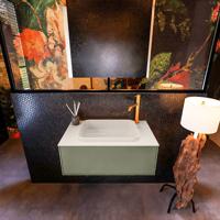 Badkamermeubelset Mondiaz Erin 80 cm met 1 Lade met RIDGE Wastafel Midden Linen met 1 kraangat Greeploos Mat Army - thumbnail