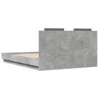 Bedframe met hoofdbord en LED-verlichting betongrijs 150x200 cm - thumbnail