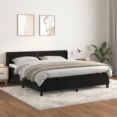 Boxspring met matras fluweel zwart 180x200 cm