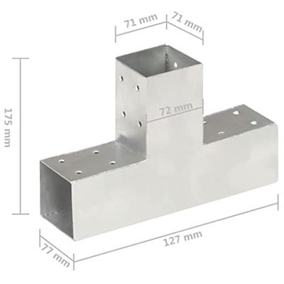 VidaXL Paalverbinding t-vorm 71x71 mm gegalvaniseerd metaal - thumbnail