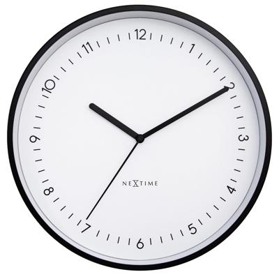 NeXtime - Wandklok 30cm - Stil - Zwart|Wit - Aluminium - Berlin