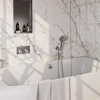 Brauer Brushed Carving Thermostatische Inbouw Badkraan Drukknoppen - Badvulcombinatie - 3 stand - Doucheslang - Wandaansluitbocht - Handdouche - Rvs Geborsteld Pvd - thumbnail