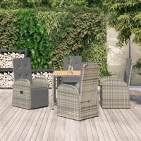 5-delige Tuinset met kussens poly rattan grijs - thumbnail