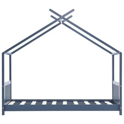 Kinderbedframe massief grenenhout grijs 70x140 cm