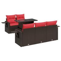 6-delige Loungeset met kussens poly rattan acacia grijs - thumbnail