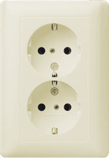 Gira dubbel stopcontact met randaarde creme glanzend 078801