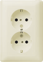 Gira dubbel stopcontact met randaarde creme glanzend 078801 - thumbnail