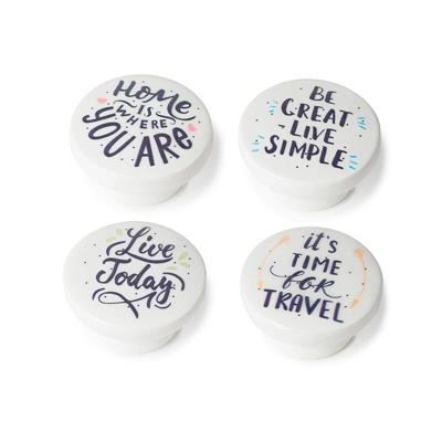 Deurknop Rei m7 Cirkelvormig Wit beukenhout Illustratie 4 Stuks (Ø 40 x 22 mm)