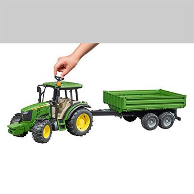 Bruder john deere tractor 5115 m met aanhanger 1:16 - thumbnail