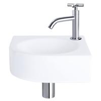 Fonteinset Differnz Cleo 30x30x10 cm Keramiek Wit Met Kruis Kraan Chroom Differnz - thumbnail