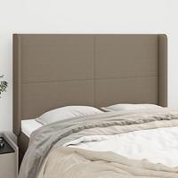Hoofdbord met randen 147x16x118/128 cm stof taupe - thumbnail