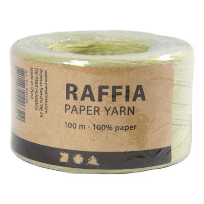 Creativ Company Papier raffia garen, b: 7-8 mm, lichtgroen, 100 m/ 1 rol