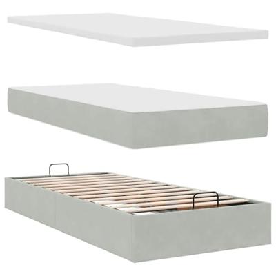 Ottoman bed met matras 100x200 cm fluweel lichtgrijs