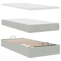 Ottoman bed met matras 90x200cm fluweel lichtgrijs - thumbnail