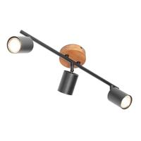 QAZQA Industriële spot zwart met hout kantelbaar 3-lichts - Jeana - thumbnail