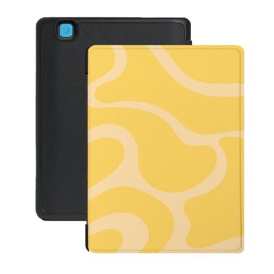Lunso Kobo Aura H20 Edition 2 hoesje (6.8 inch) - Vegan Saffiano Leren Sleep Cover - Yellow Wave