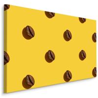 Schilderij - Koffiebonen op een Gele Achtergrond, Premium Print - thumbnail