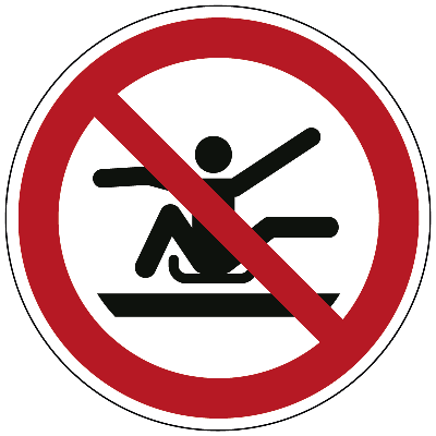 Armen en benen binnen de slee houden verbods- Ø 100 mm - Kunststof bord Armen en benen binnen de slee houden verbods- Ø 100 mm - Kunststof bord
