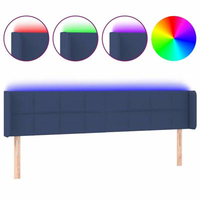 Hoofdbord LED 203x16x78/88 cm stof blauw