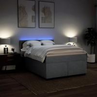 Boxspring met matras stof lichtgrijs 140x200 cm - thumbnail
